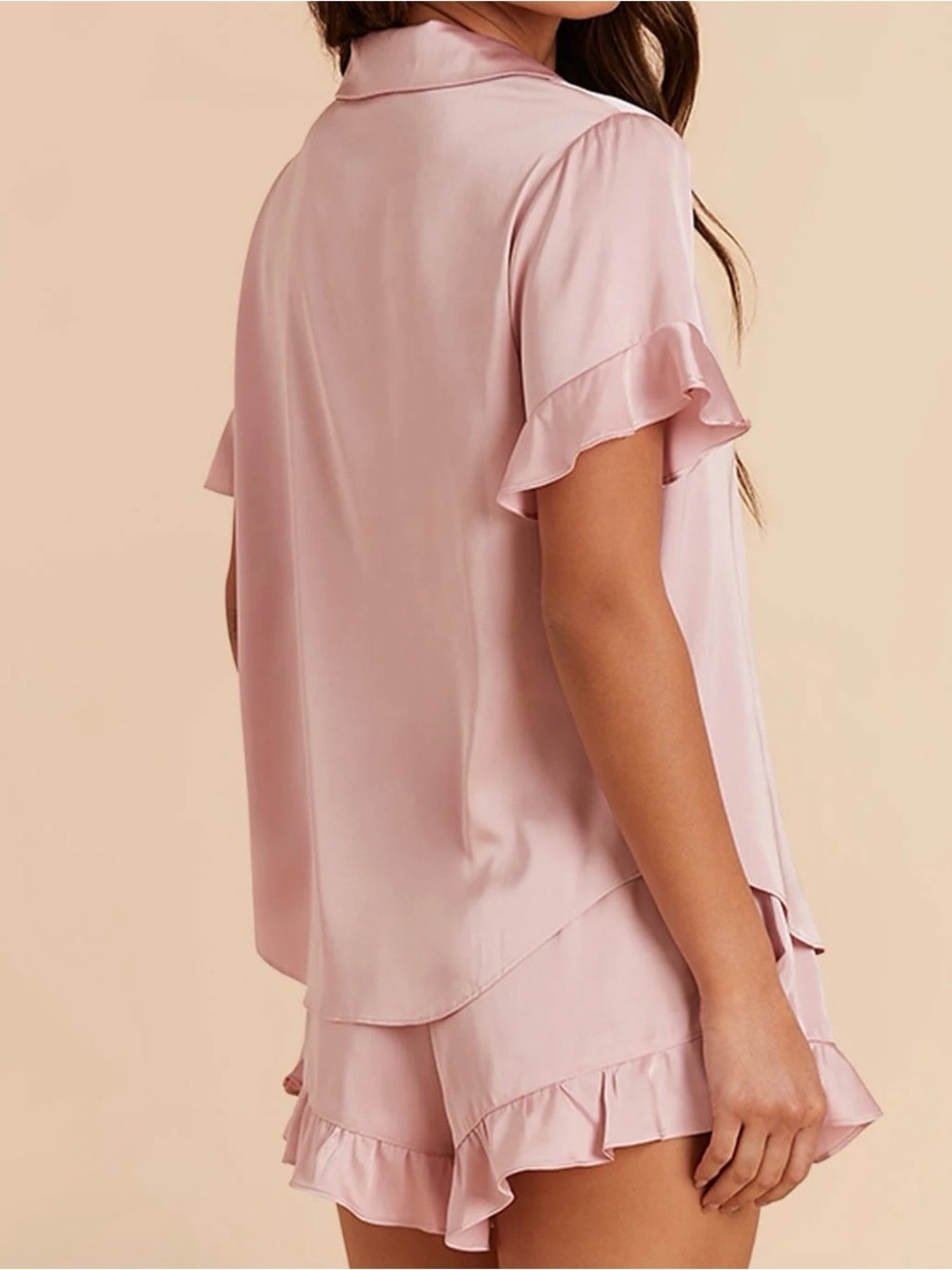 Birdie Grey Matte Satin Blush Pink Esther Pajama Set - Picture 3 of 8